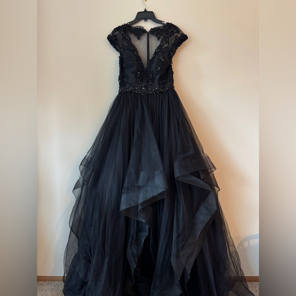 Mac Duggal Black Beaded Ball gown - Size 10